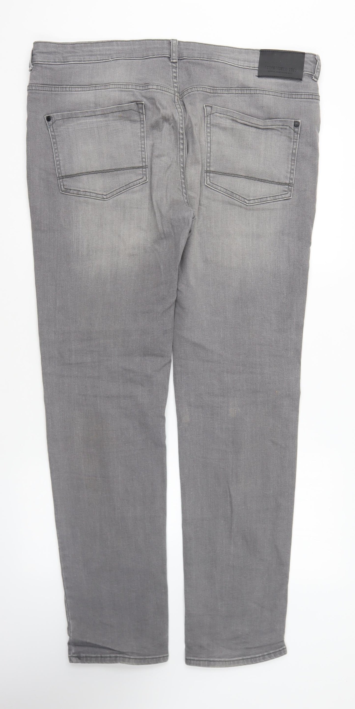 Denim & Co. Mens Grey Cotton Straight Jeans Size 38 in L32 in Regular Button