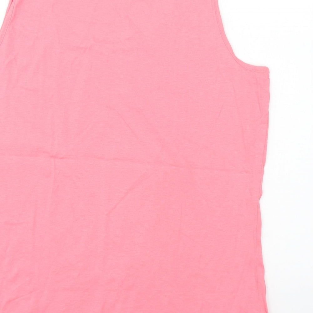 George Womens Pink Cotton Basic Tank Size 12 Round Neck - Looking Good Feline Good