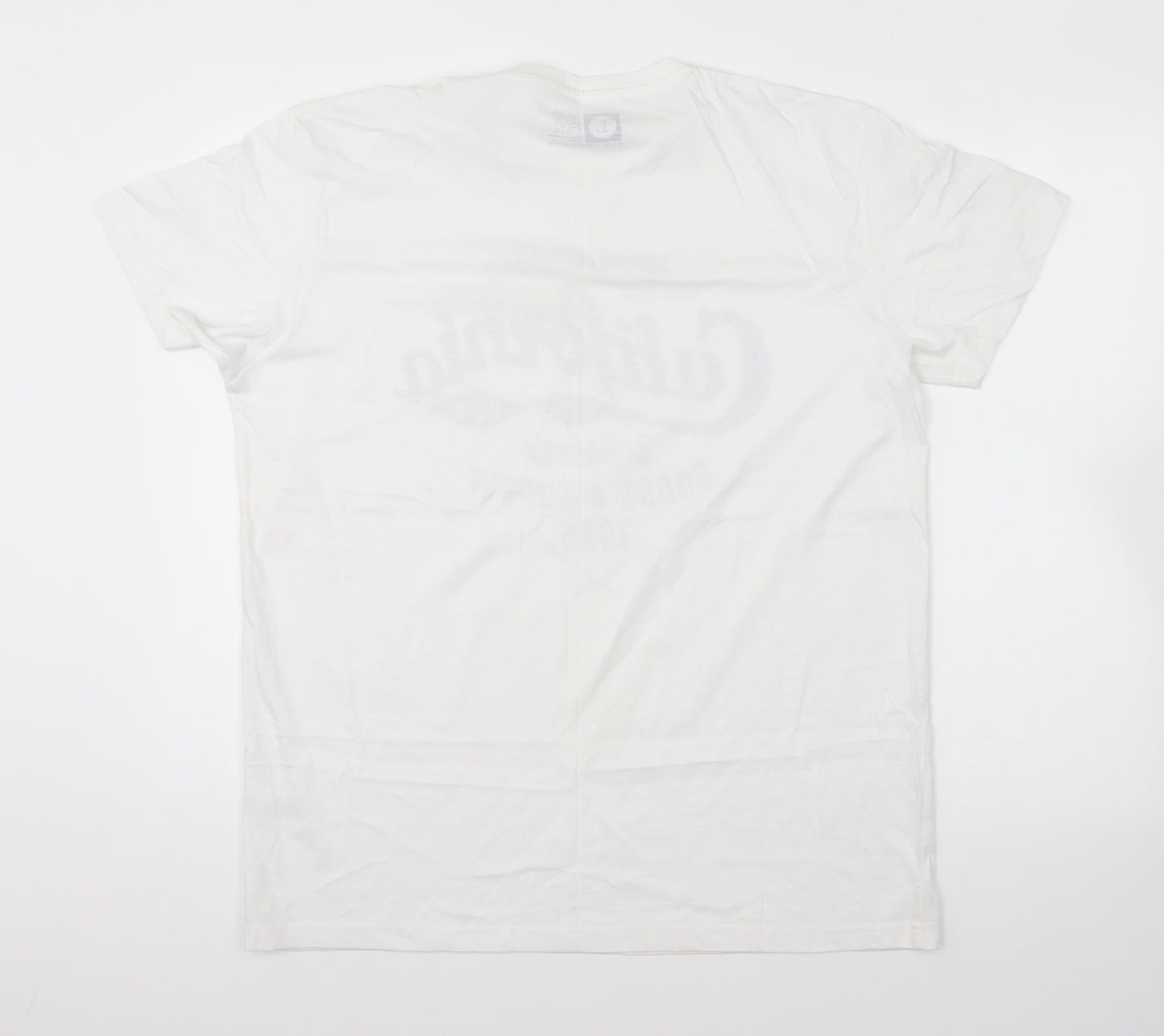 Cedar Wood State Mens White Cotton Basic T-Shirt Size L Round Neck Pullover - California