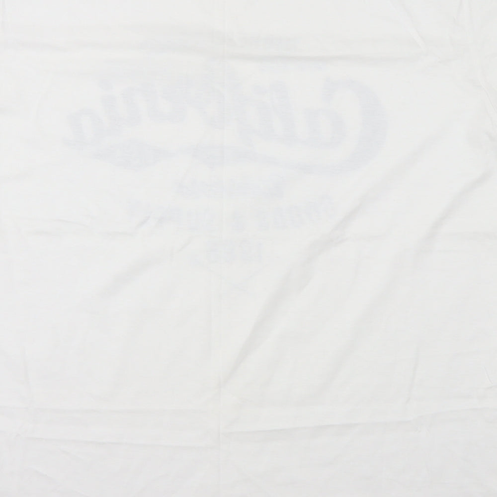 Cedar Wood State Mens White Cotton Basic T-Shirt Size L Round Neck Pullover - California