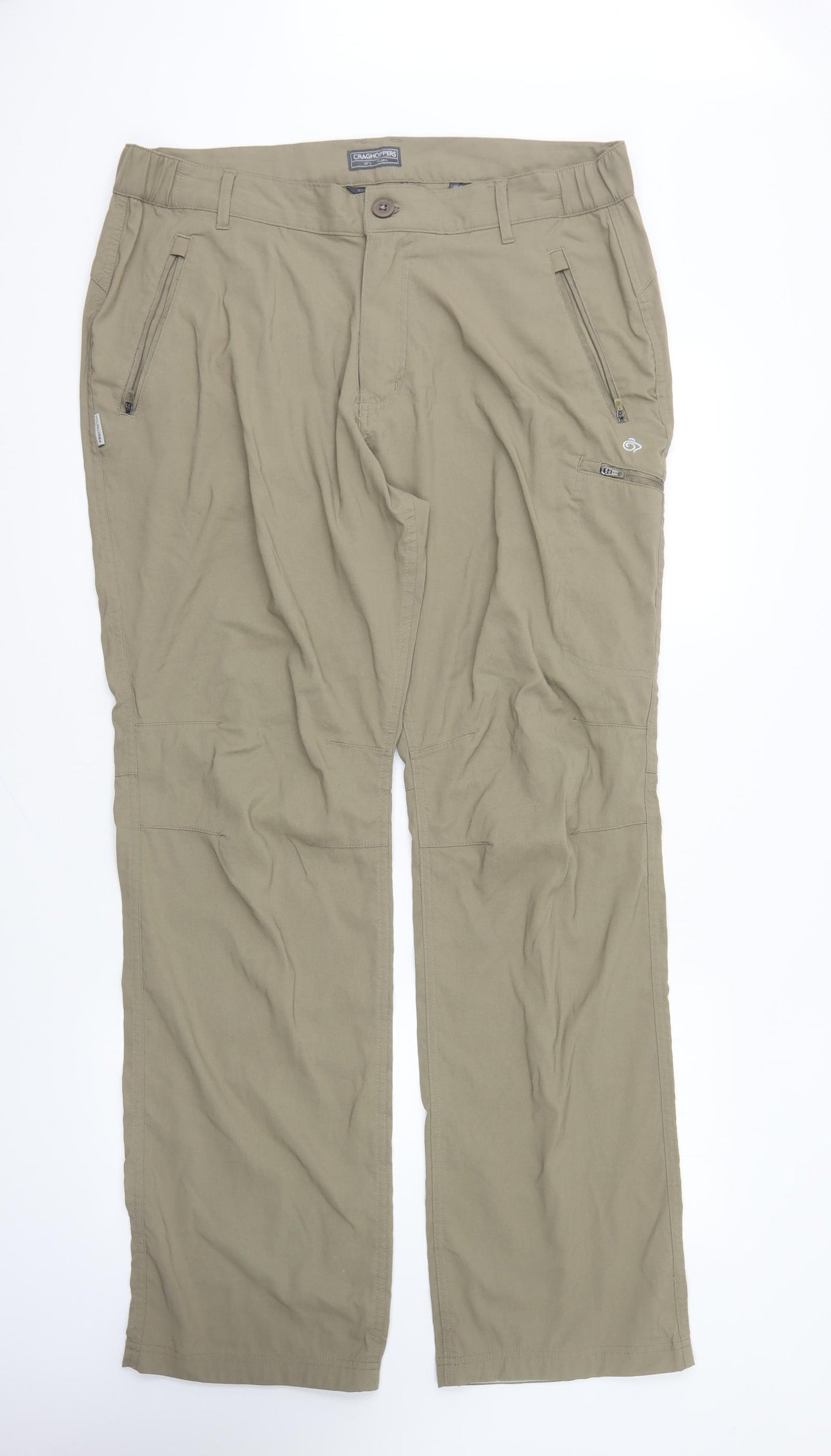 Craghoppers Mens Beige Polyamide Cargo Trousers Size 38 in L32 in Regular Button