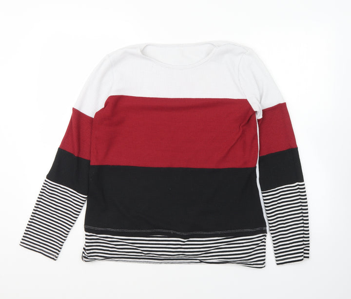 SheIn Womens Multicoloured Striped Polyester Pullover Sweatshirt Size L Pullover