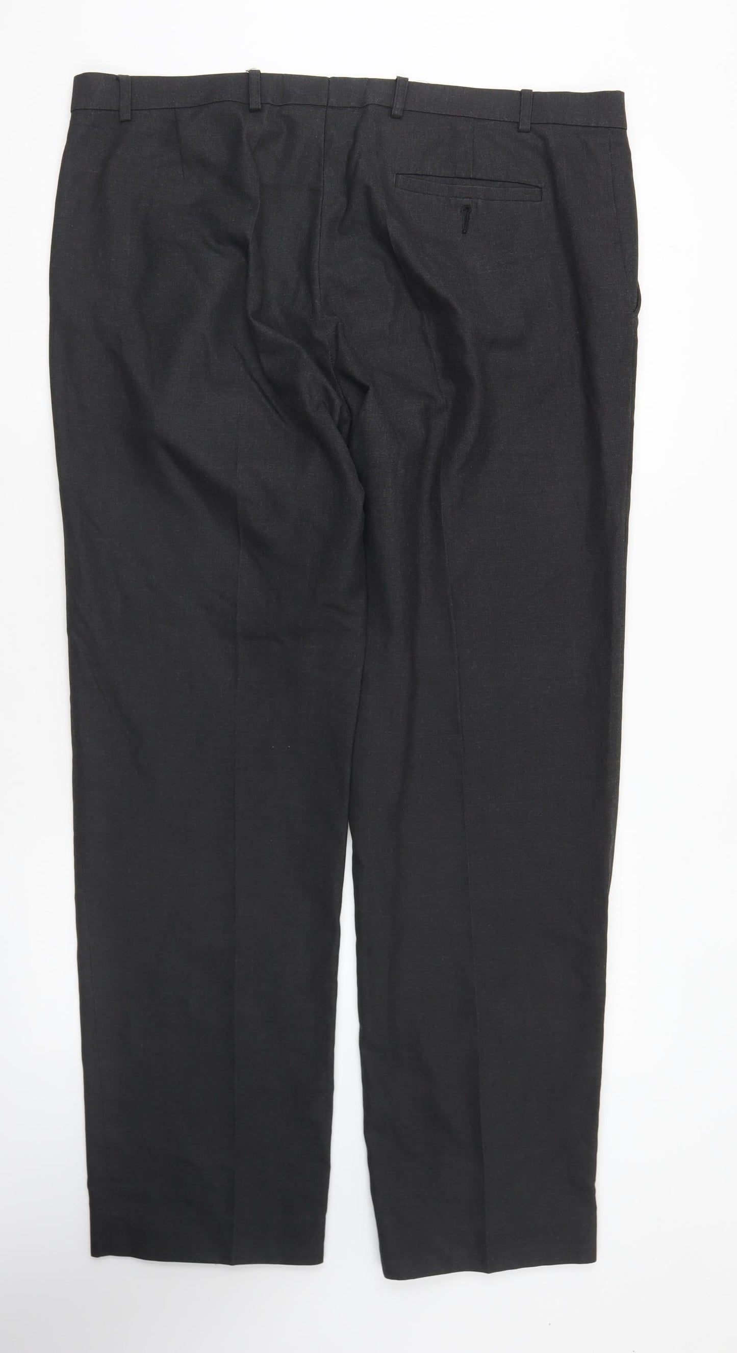 Marks and Spencer Mens Grey Polyester Trousers Size 40 in L29 in Regular Button