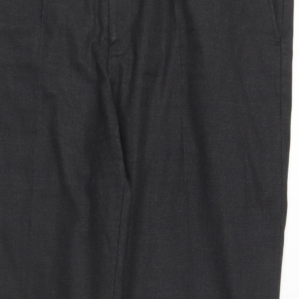 Marks and Spencer Mens Grey Polyester Trousers Size 40 in L29 in Regular Button