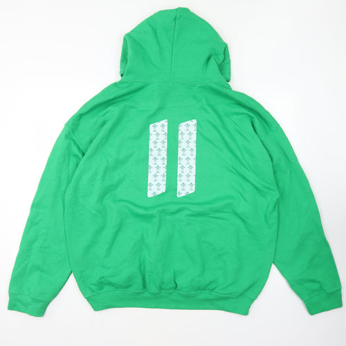 Gildan Mens Green Cotton Pullover Hoodie Size XL - Wales Rugby