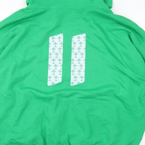Gildan Mens Green Cotton Pullover Hoodie Size XL - Wales Rugby