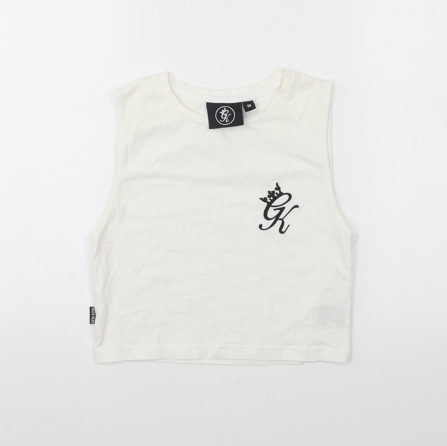 Gym King Womens White Cotton Basic Tank Size 10 Round Neck