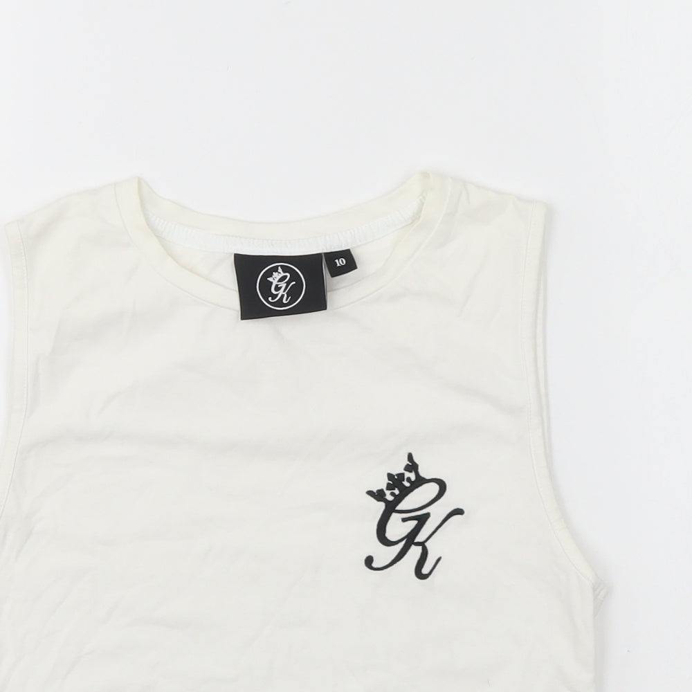 Gym King Womens White Cotton Basic Tank Size 10 Round Neck
