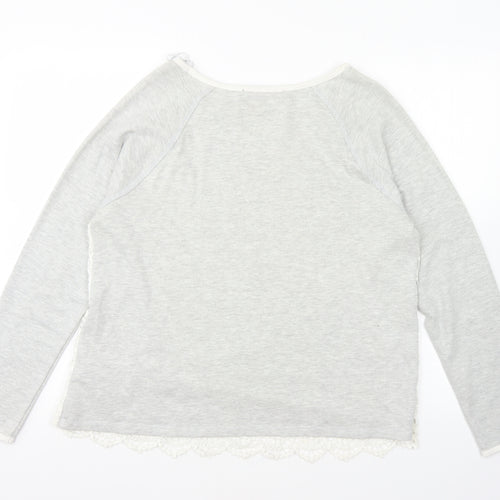 So Fabulous Womens Grey Round Neck Cotton Pullover Jumper Size 18