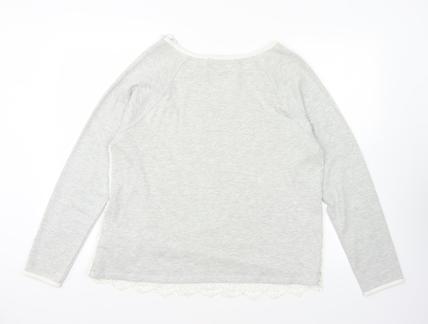 So Fabulous Womens Grey Round Neck Cotton Pullover Jumper Size 18