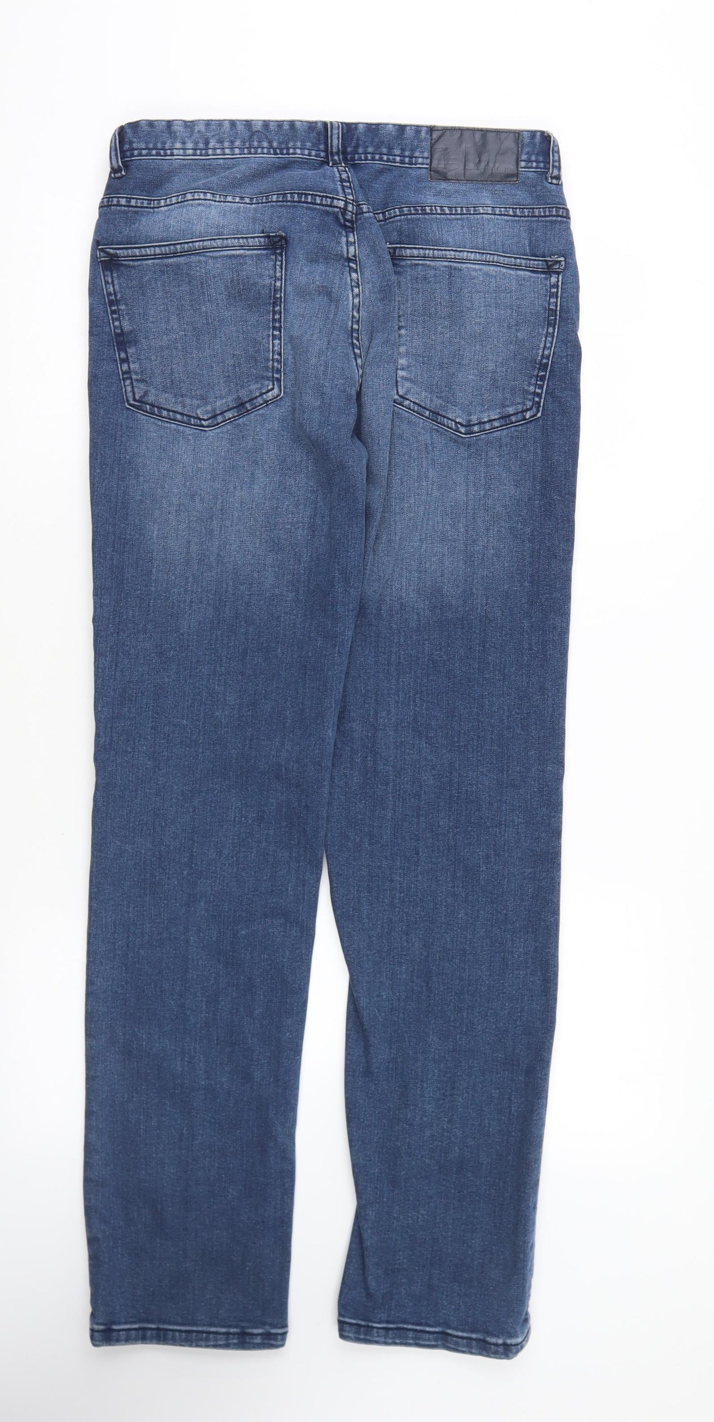 Denim & Co. Mens Blue Cotton Straight Jeans Size 32 in L32 in Regular Button