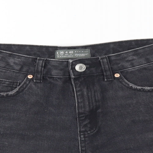 Denim & Co. Womens Black Cotton Hot Pants Shorts Size 8 L4 in Regular Button - Distressed Look