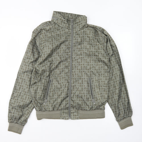 Preworn Womens Green Geometric Jacket Size S Zip - Pacman