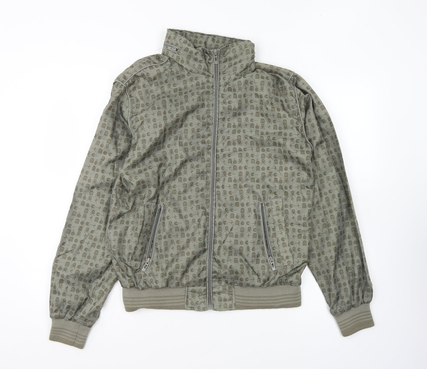 Preworn Womens Green Geometric Jacket Size S Zip - Pacman