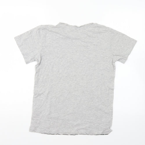 H&M Boys Grey Cotton Basic T-Shirt Size 13-14 Years Round Neck Pullover - Angry Birds