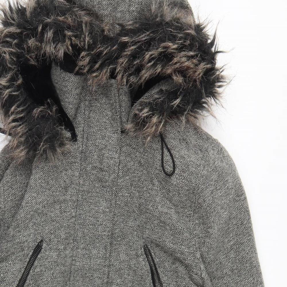 Papaya Womens Grey Parka Coat Size 16 Zip