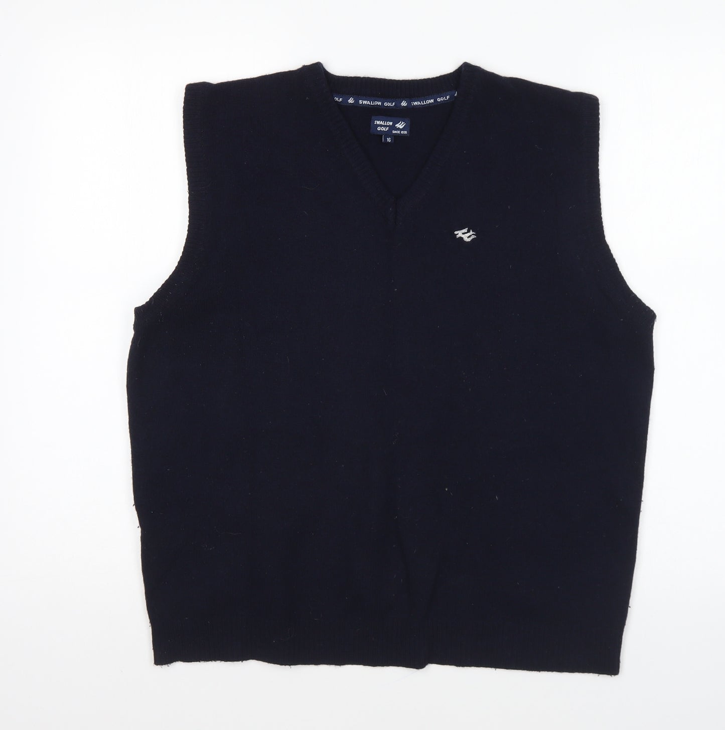 Swallow Golf Womens Blue V-Neck Wool Vest Jumper Size 16