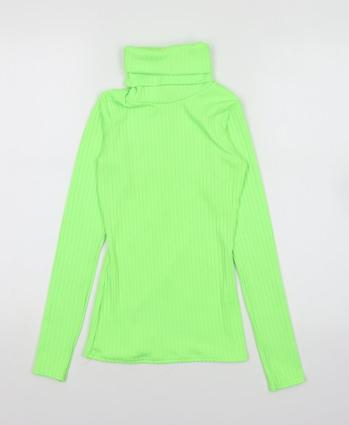 PRETTYLITTLETHING Womens Green Roll Neck Polyester Pullover Jumper Size 6