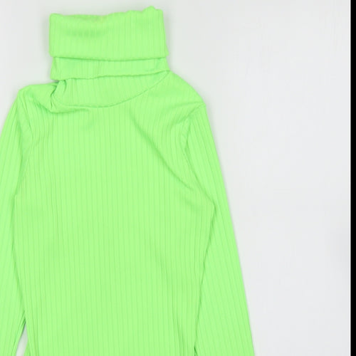 PRETTYLITTLETHING Womens Green Roll Neck Polyester Pullover Jumper Size 6