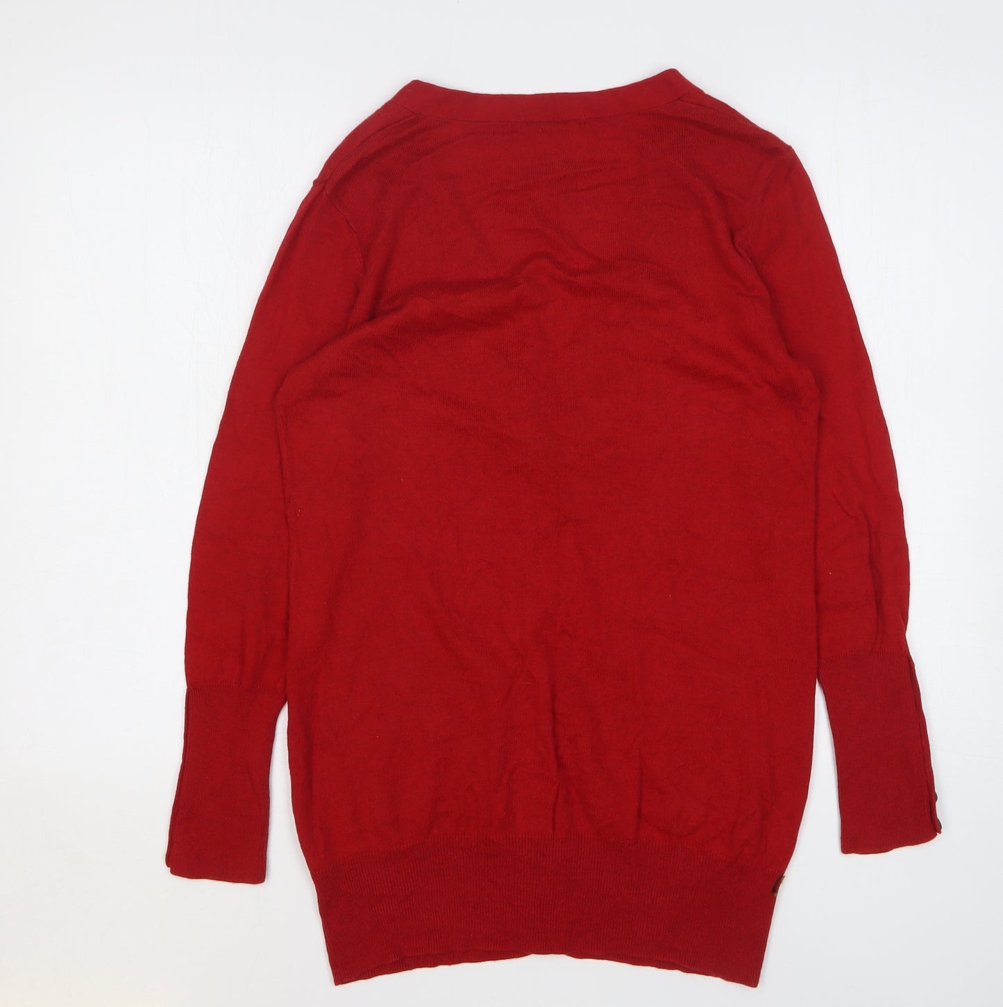 Marks and Spencer Womens Red V-Neck Viscose Cardigan Jumper Size 14