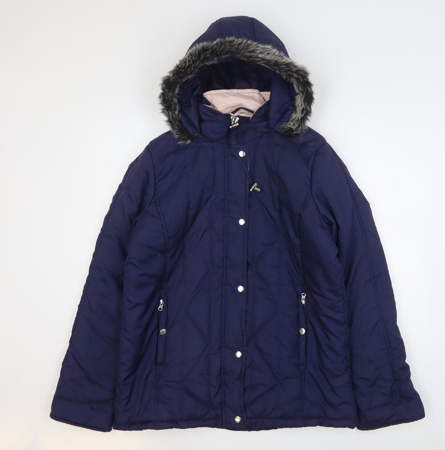 Preworn Womens Blue Parka Coat Size 14 Zip