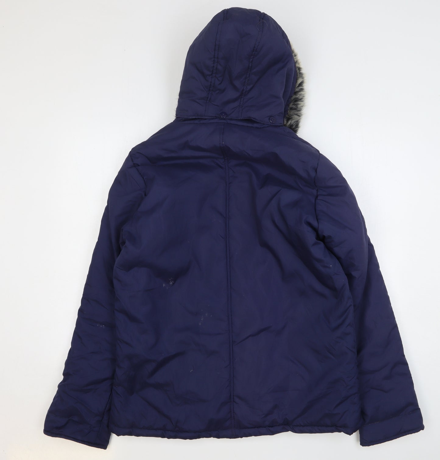 Preworn Womens Blue Parka Coat Size 14 Zip