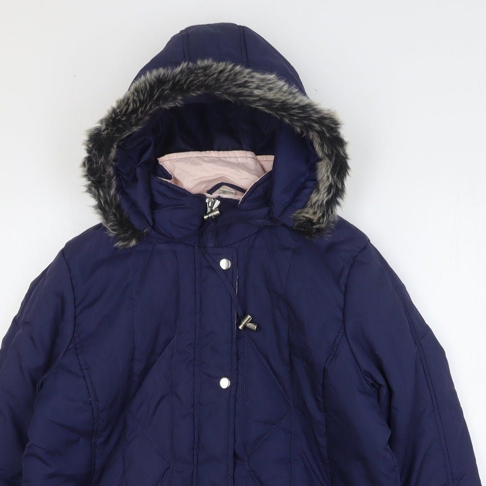Preworn Womens Blue Parka Coat Size 14 Zip