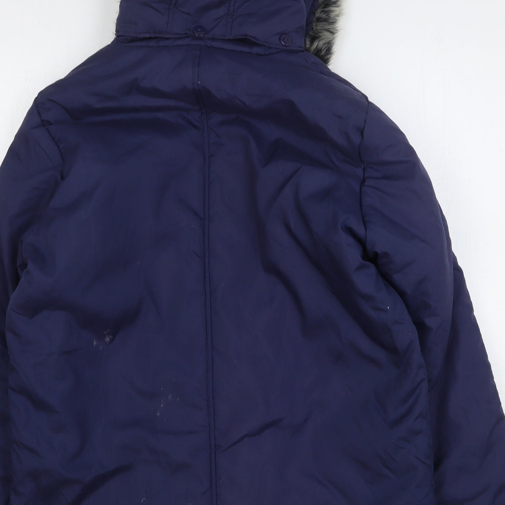 Preworn Womens Blue Parka Coat Size 14 Zip
