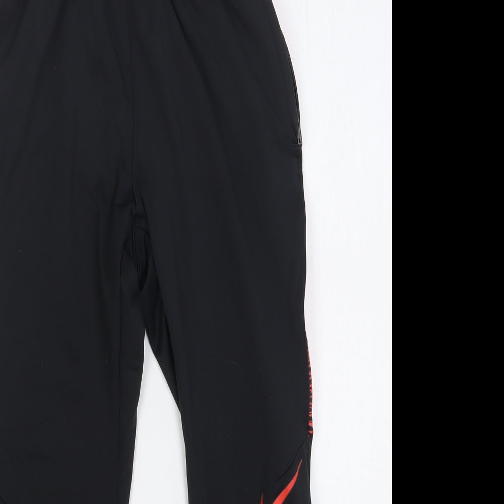 Nike Boys Black Polyester Jogger Trousers Size 10-11 Years Regular Drawstring