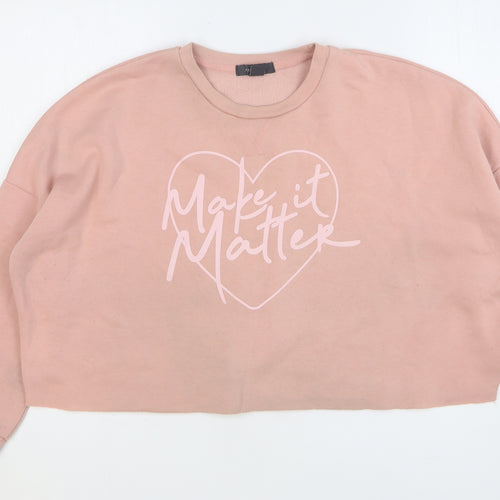 Primark Womens Pink Polyester Pullover Sweatshirt Size 12 Pullover - Cropped