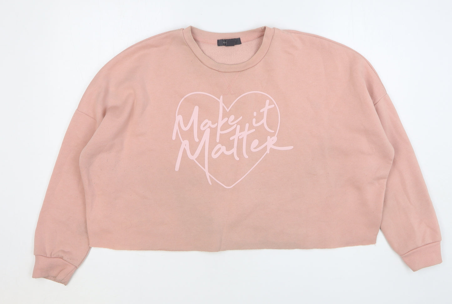 Primark Womens Pink Polyester Pullover Sweatshirt Size 12 Pullover - Cropped