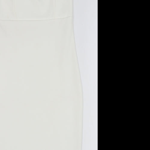 Missguided Womens White Polyester Pencil Dress Size 8 Off the Shoulder Pullover