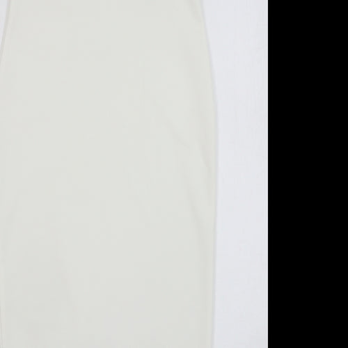 Missguided Womens White Polyester Pencil Dress Size 8 Off the Shoulder Pullover
