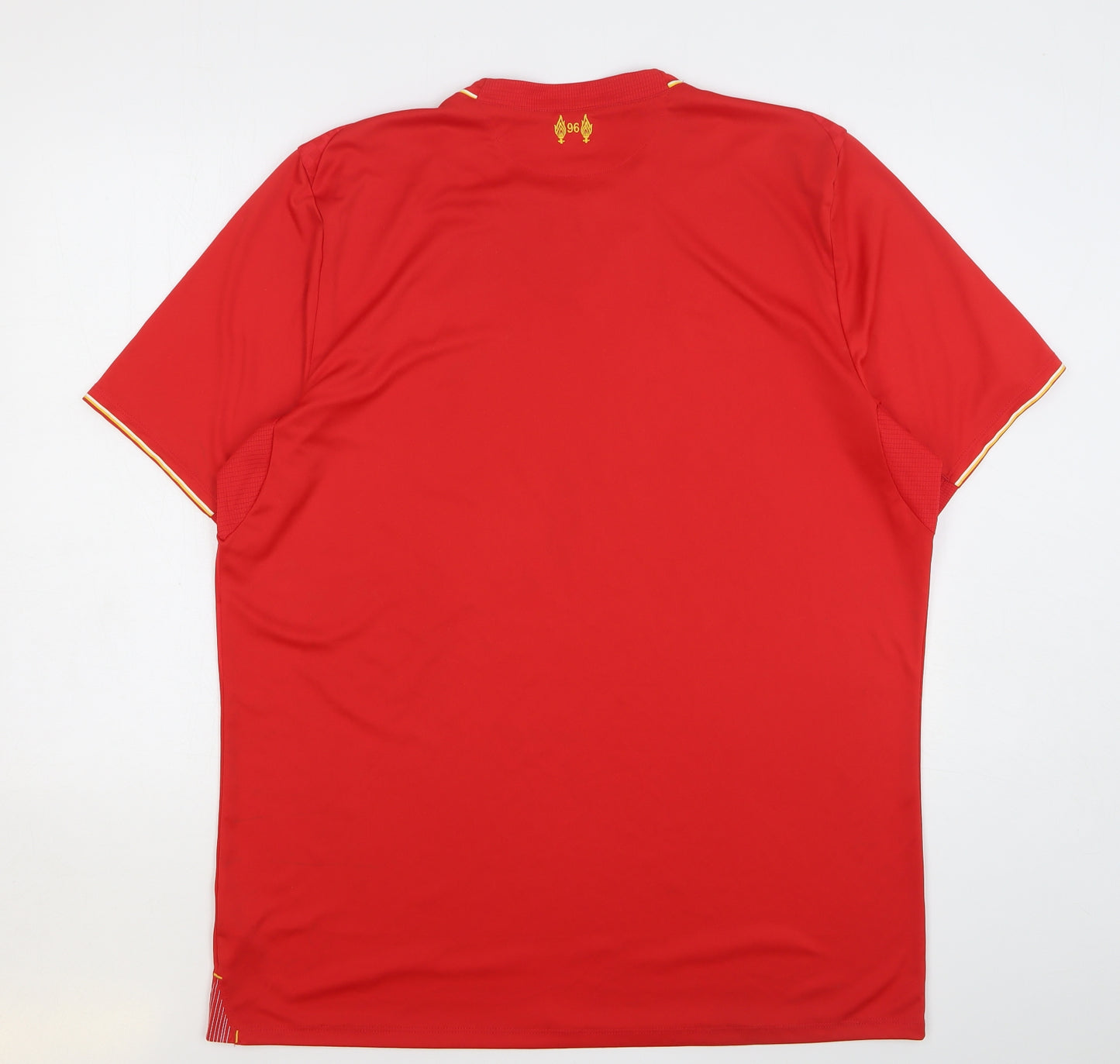 New Balance Mens Red Check Polyester Basic T-Shirt Size 2XL Round Neck Pullover - Liverpool FC