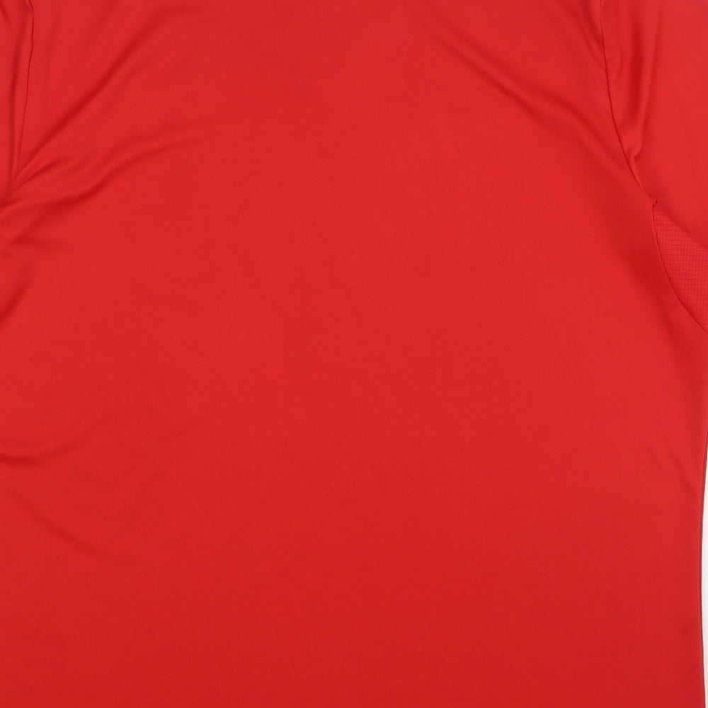 New Balance Mens Red Check Polyester Basic T-Shirt Size 2XL Round Neck Pullover - Liverpool FC
