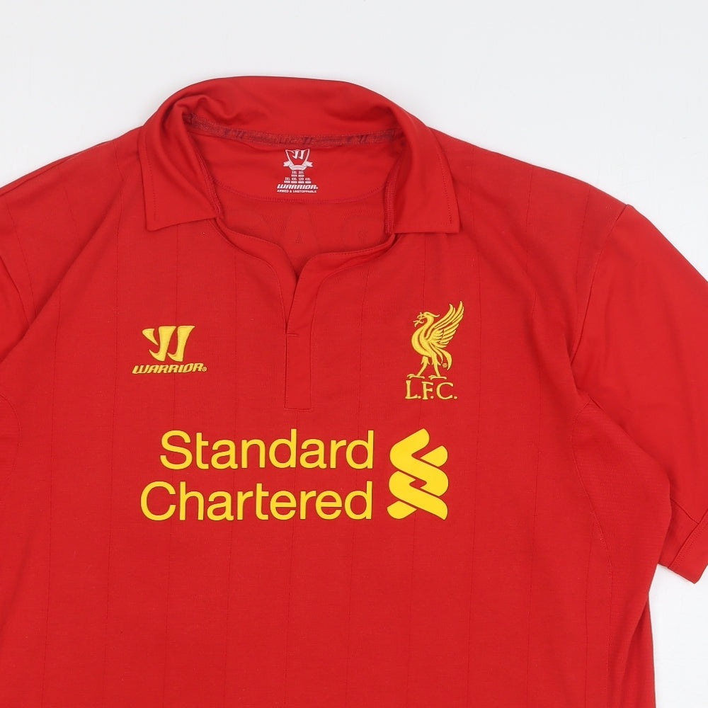 Warrior Mens Red Polyester Basic T-Shirt Size 3XL Collared Pullover - Liverpool FC