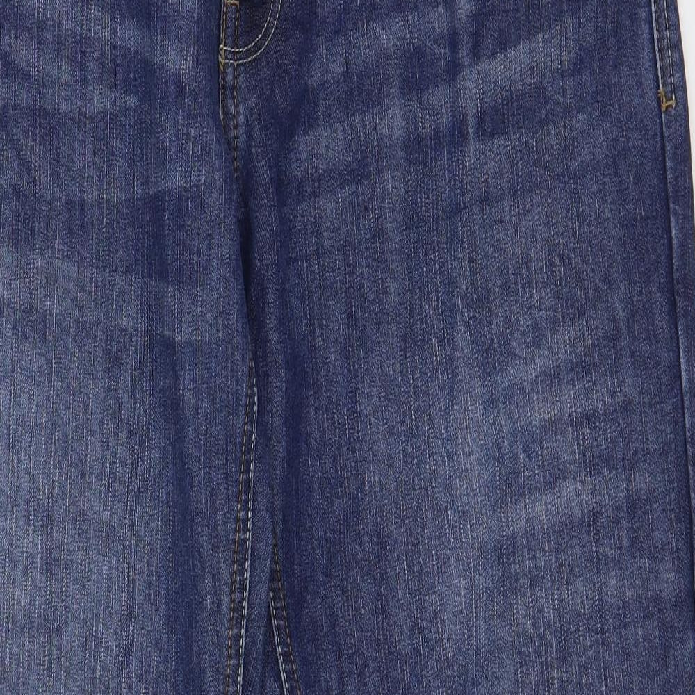 Crosshatch Mens Blue Cotton Straight Jeans Size 34 L32 in Regular Button