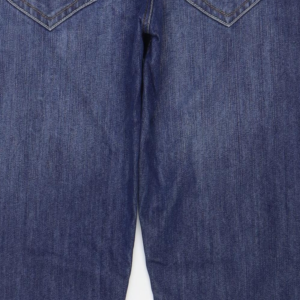 Crosshatch Mens Blue Cotton Straight Jeans Size 34 L32 in Regular Button
