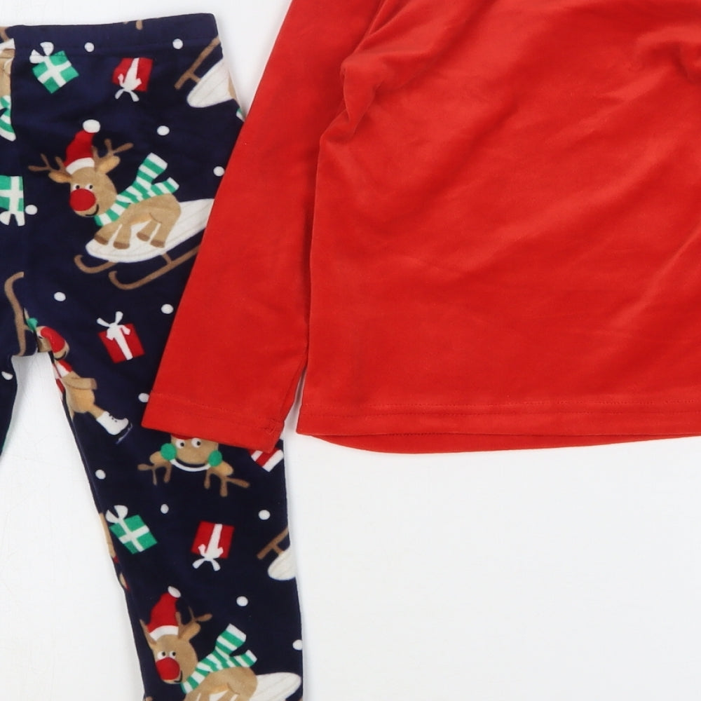 Dunnes Stores Boys Red Geometric Polyester Pyjama Set Size 3-4 Years Pullover - Christmas Reindeer