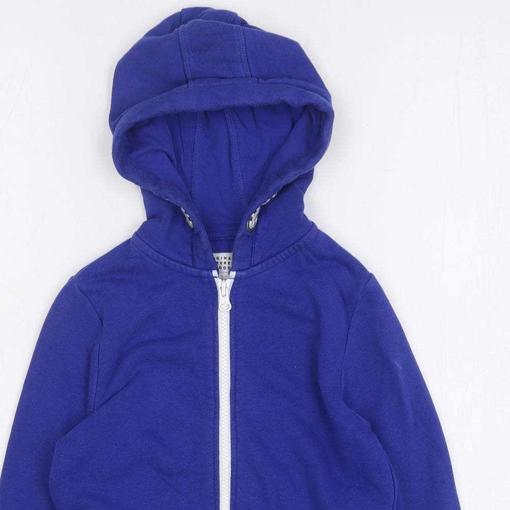 TU Boys Blue Cotton Full Zip Hoodie Size 8 Years Zip