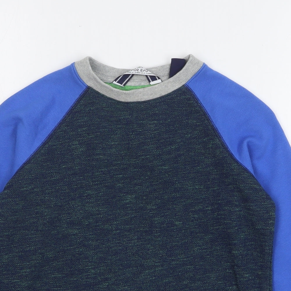 Lands End Boys Multicoloured Colourblock Cotton Pullover Sweatshirt Size 8-9 Years Pullover