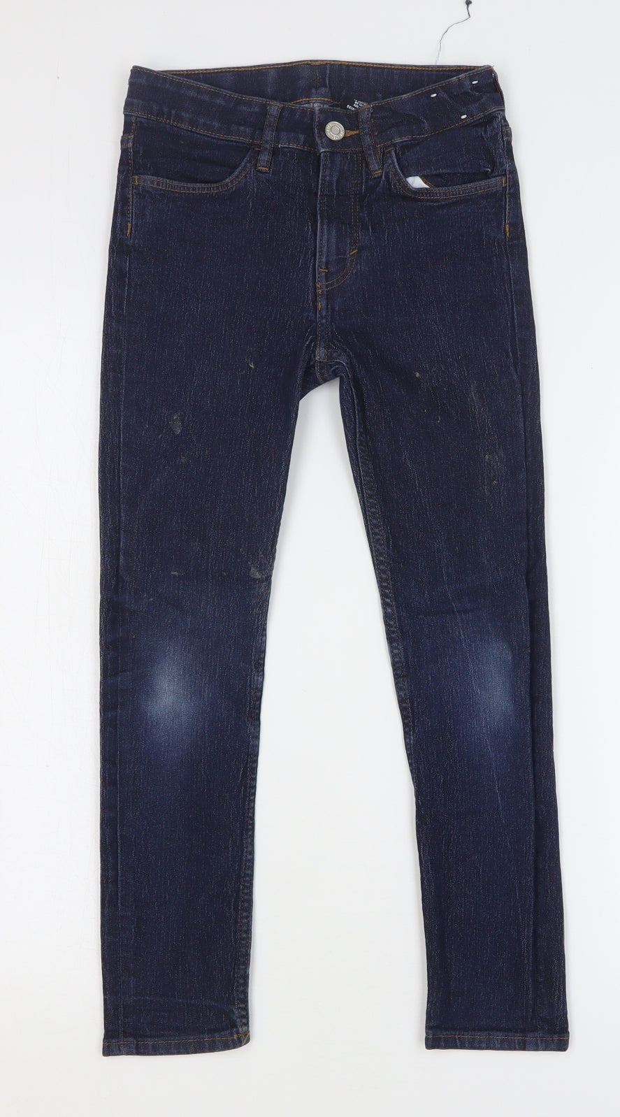 H&M Boys Blue Cotton Skinny Jeans Size 9-10 Years Regular Button