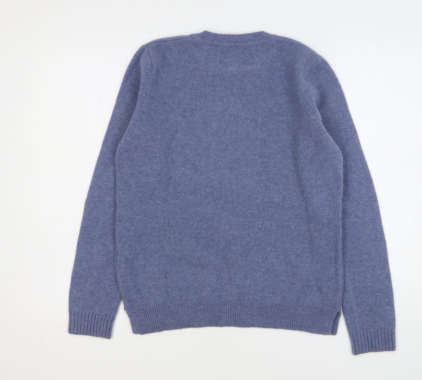 Arabella & Addison Womens Blue Round Neck Wool Pullover Jumper Size 14 - Dog