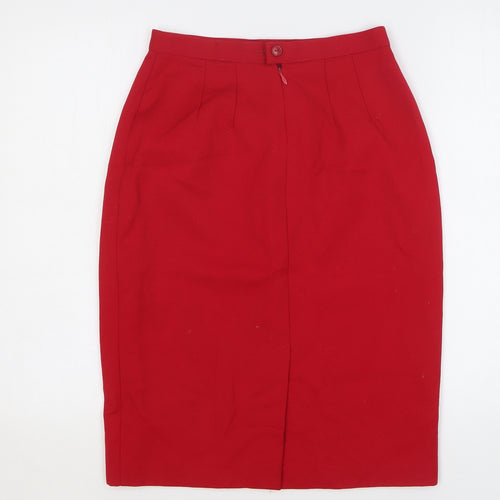 StMichael Womens Red Wool Straight & Pencil Skirt Size 10 Zip