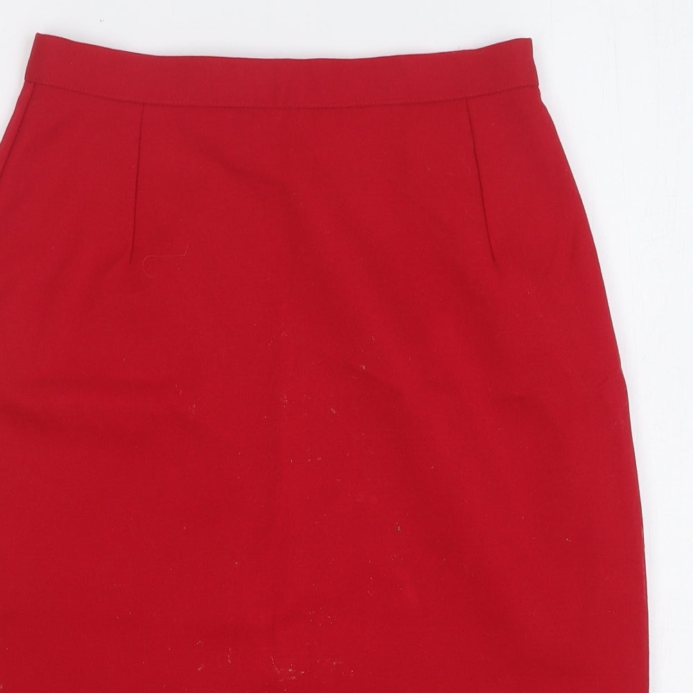 StMichael Womens Red Wool Straight & Pencil Skirt Size 10 Zip