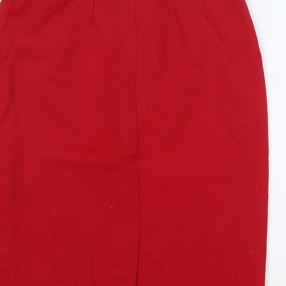 StMichael Womens Red Wool Straight & Pencil Skirt Size 10 Zip