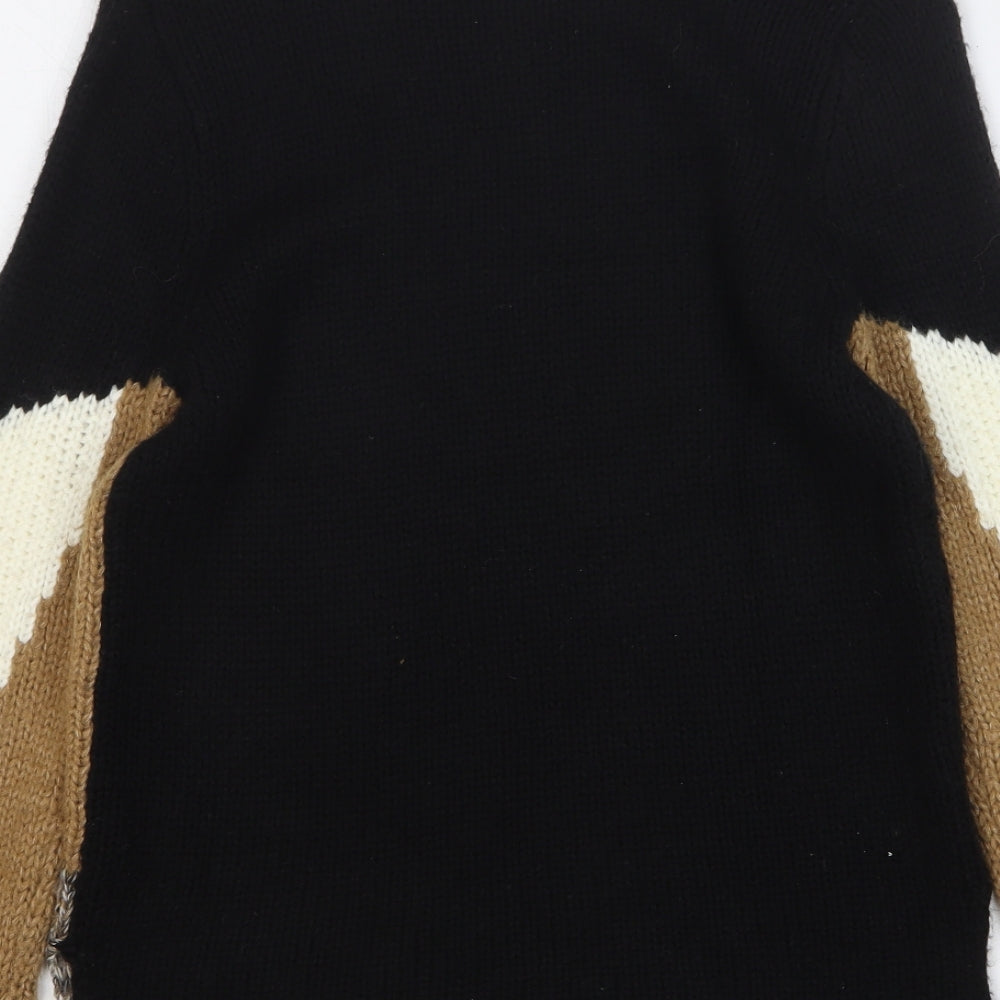 Papaya Womens Multicoloured Round Neck Geometric Acrylic Pullover Jumper Size S