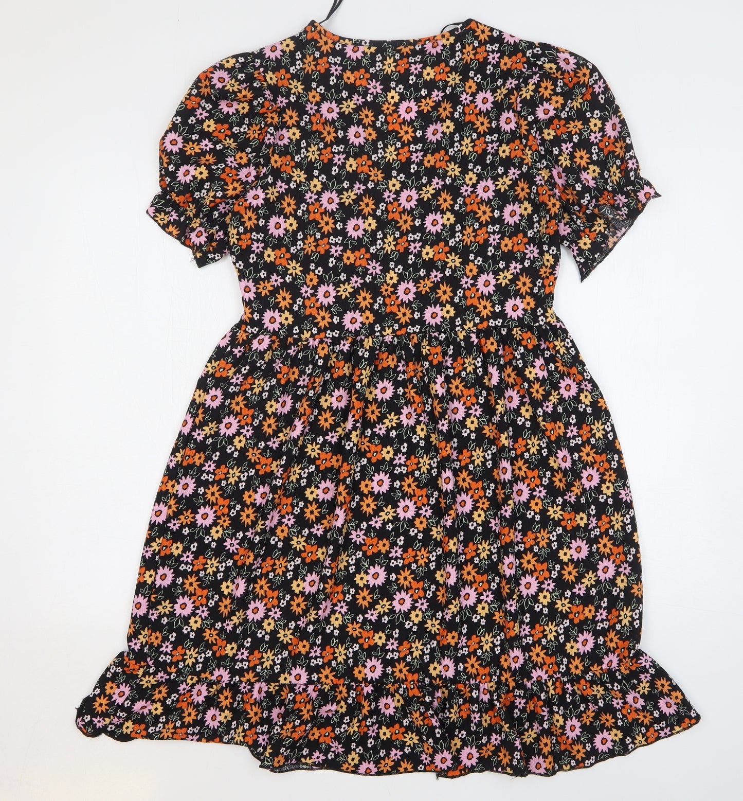 PEP&CO Womens Multicoloured Floral Polyester Fit & Flare Size 8 V-Neck Pullover