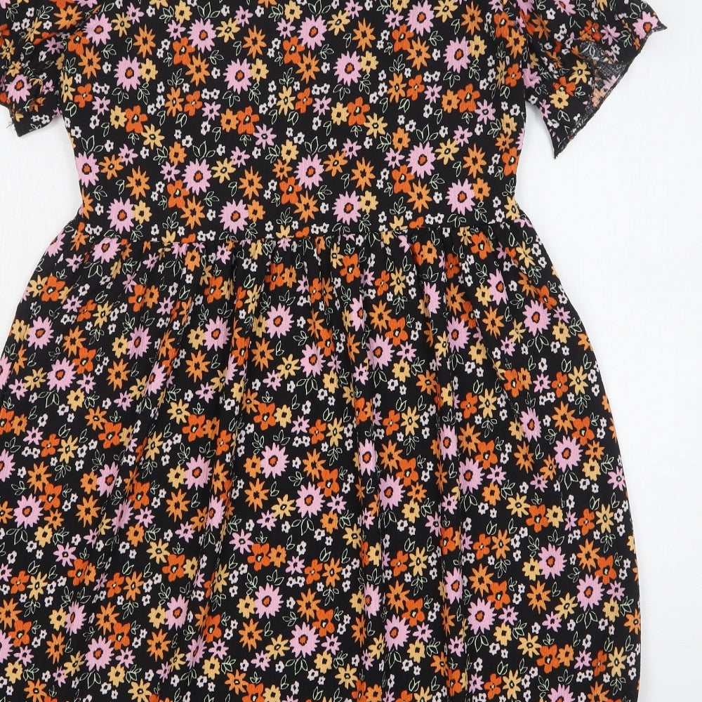 PEP&CO Womens Multicoloured Floral Polyester Fit & Flare Size 8 V-Neck Pullover