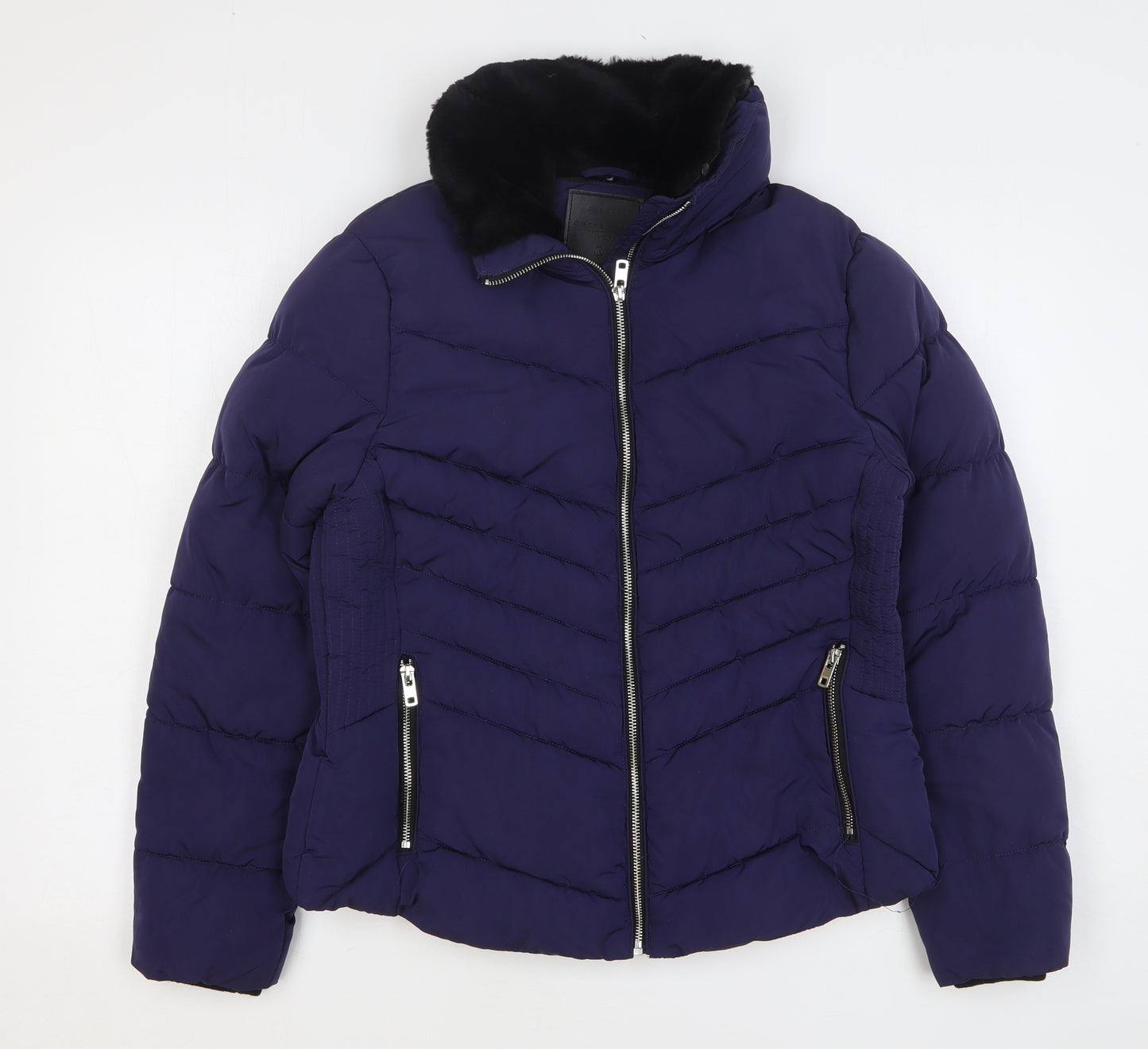 Papaya Womens Blue Puffer Jacket Jacket Size 12 Zip